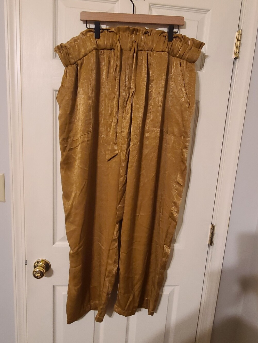 Oddi Women’s Paperbag Waist Wide Leg Pants - Mustard